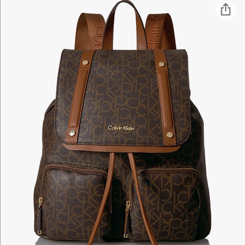 Calvin Klein Teodora Monogram Flap Backpack